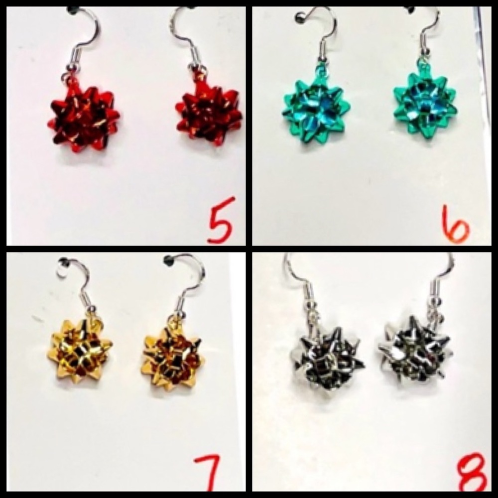 PRESENT GIFT BOWS EARRINGS - 925 sterling silver hooks